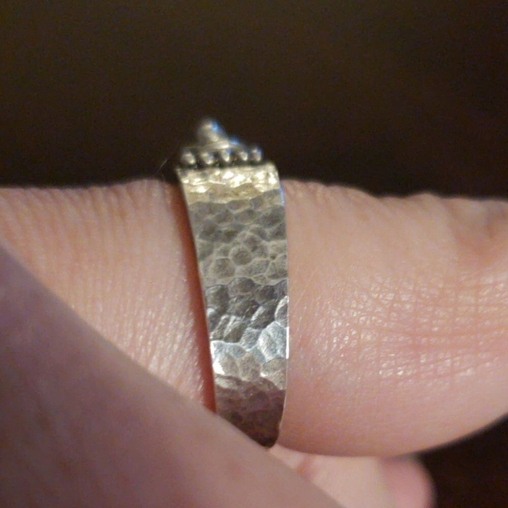 Handmade Argentium Silver Abstract Bird's Nest Square Shank Ring, size 7.75 - Picture 4 of 7